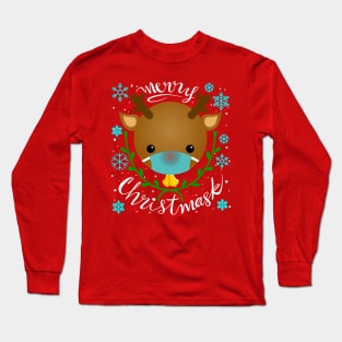 MERRY CHRISTMASK - Reindeer design Long Sleeve T-Shirt